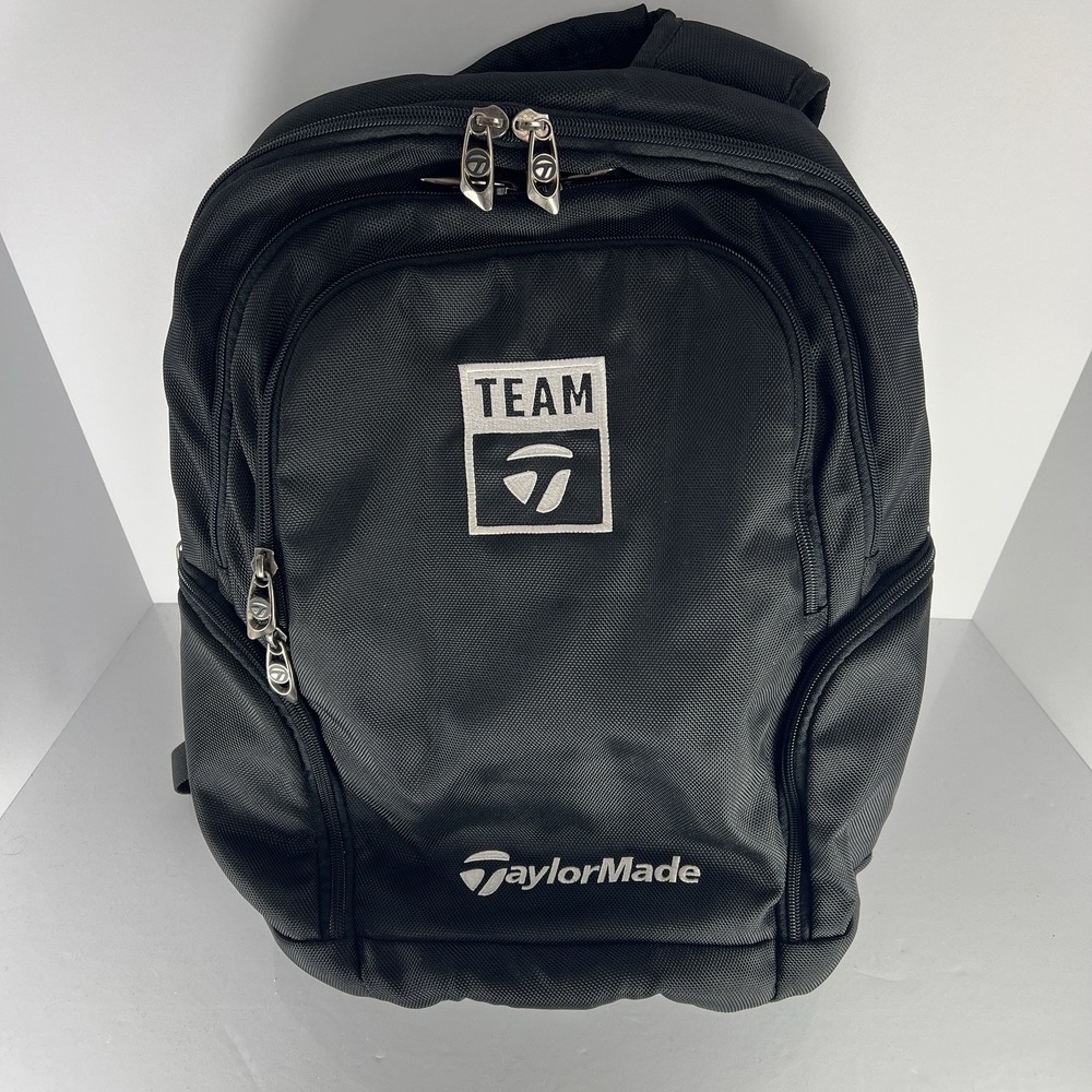 Team TaylorMade Players Backpack Black Embroidered Logos EUC